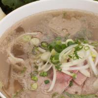Pho Combo · Rice noodles, meatballs, prime brisket, and round steak.