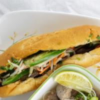 Banh Mi · French inspired Vietnamese sandwiches. Special mayonnaise, cucumber, cilantro, pickled carro...