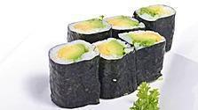 Avocado Roll · 5pcs of cut roll seaweed rice avocado sesame seeds