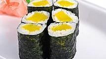 Yellow Radish Pickle Roll · 5pcs of cut roll seaweed rice pickled radish sesame seeds