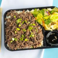 Beef Bulgogi Box · Includes white rice, drizzle of Joybox's teriyaki sauce + fresh salad.