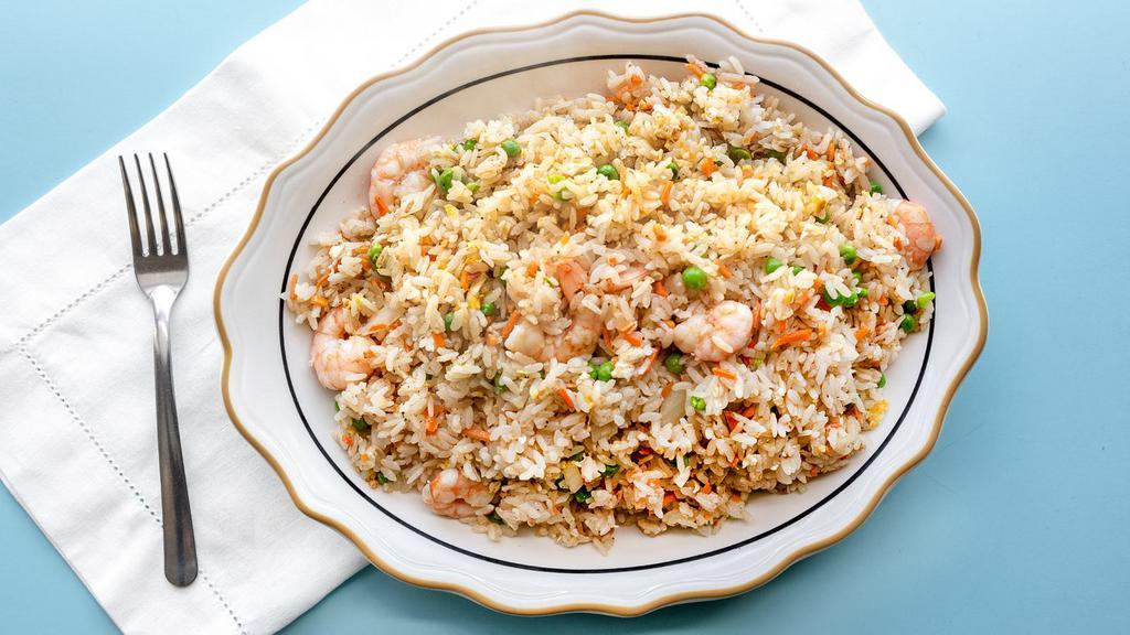 Shrimp Fried Rice · Stir-fried rice with shrimp + vegetables.