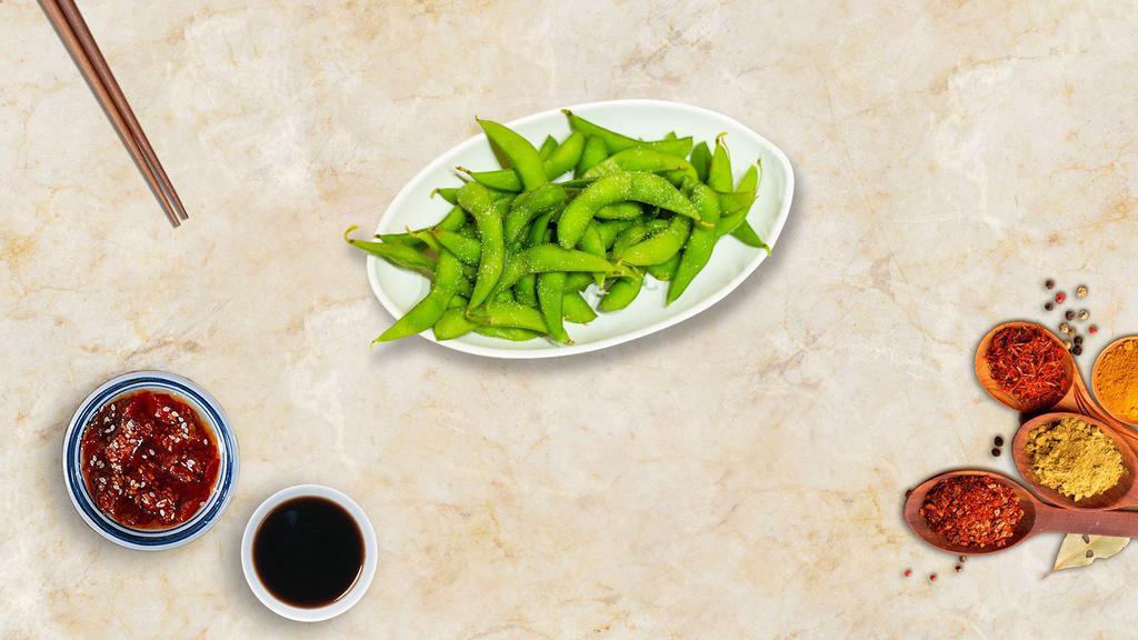 Edamame · Steamed soy beans with soy sauce.