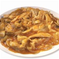 Arroz Con Pollo · Rice & chicken with onions, salad & mushrooms in a special sauce. Choice of flour or handmad...