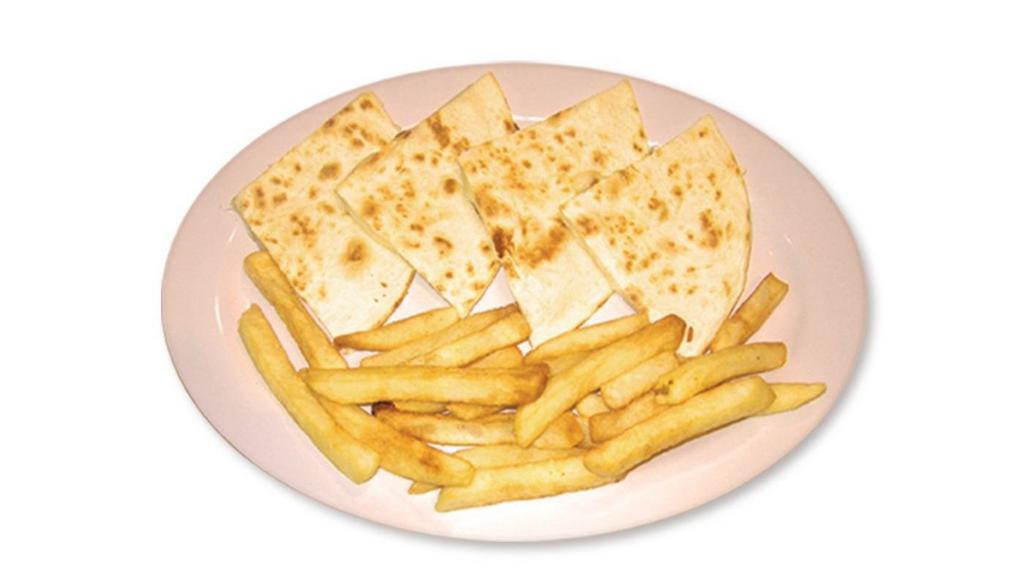 Kid'S Quesadilla · Served with French Fries. It includes a Medium soda or 12oz Milkshake (+$2.00)