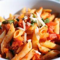 Traditional Tomato Basil · Penne with fresh tomatoes, basil, garlic and extra virgin olive oil topped with parmesan che...