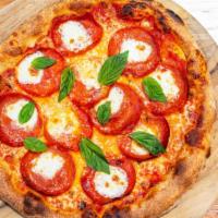 Pepperoni Pizza · Pavone pepperoni, house made mozzarella, basil.