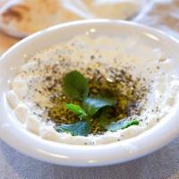 Labani Plate · Pasteurized kefir cheese topped with dried mint and  olive oil. Served with fresh baked pita...