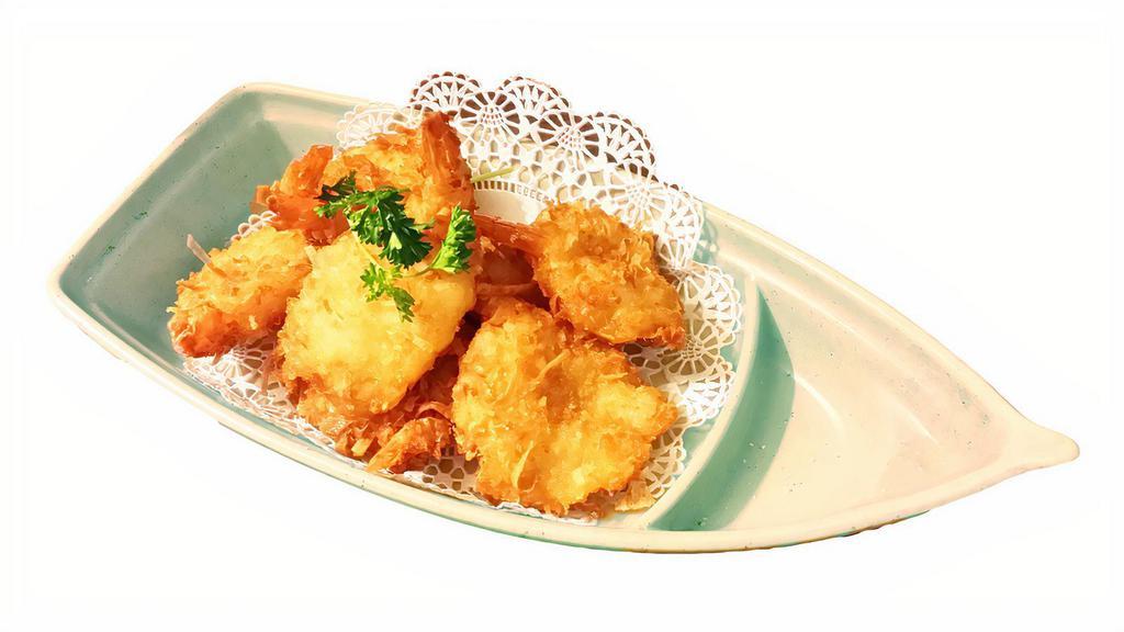 Coconut Shrimp · covered in coconut shavings, lightly fried, served w/ sweet & spicy sauce, 6 pieces