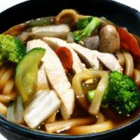Chicken Udon · chicken, broccoli, cabbage & carrots, served w/ 4 pieces of California Roll