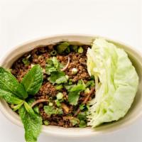 Larb - Beef · Gluten free. Lemongrass, mint, scallions, onions, and cilantro