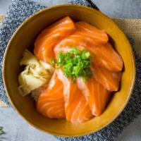 Salmon Donburi · Salmon over the sushi rice.
