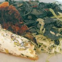 Lbc Quiche · kale, feta, leeks and ill served with kale and cabbage salad