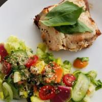 Cobb You Later Salad · Cobb salad reimagined! Spinach leaf lettuce, diced bacon, cucumber, grilled chicken strips, ...