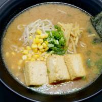 Vegetarian Miso And Tofu · Vegetarian Ramen, Comes with 2 pc of fried Tofu. Broth is a Miso (bean paste). Toppings are ...