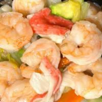 Seafood Delight · Shrimp, imitation crabmeat, mushroom, water chestnuts, nape celery, snow peas and carrots