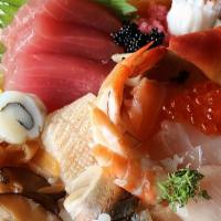 Dinner Chirashi · A traditional dish with seasoned rice topped with assorted fresh raw fish…