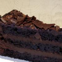 Chocolate Cake · Layer of rich chocolate cake and fudge frosting.