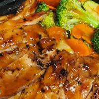 Teriyaki Chicken Bowl · Teriyaki Chicken Served with steamed rice and vegetables.