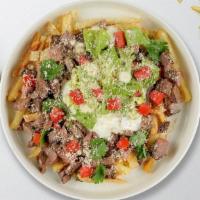 Shout For Guac Asada Fries · (Vegetarian) Melted cheese, sour cream, guacamole, and housemade sauce topped on Idaho potat...