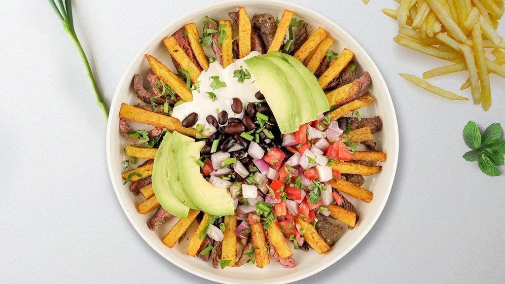 Sweet Mexican Fries · (Vegetarian) Jalapenos, black beans, guacamole, and melted cheese topped on sweet potato fries.