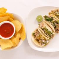 5 Pack Tacos · Tacos come with your choice of meat, onions, cilantro and salsa. (asada, pastor, carnitas or...