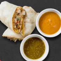 Chicken Burrito · A flour or wheat tortilla with grilled chicken topped with mild sauce, cheese, lettuce, guac...