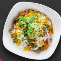 Veggie Burrito Bowl · Sauteed carrots, broccoli, cauliflower, mushrooms, bell peppers, onions, tomatoes, special s...