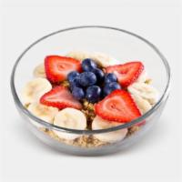 Greek Yogurt · Greek Yogurt topped with Strawberries, Blueberries, Banana, Granola and Honey.

(553 cal | 1...