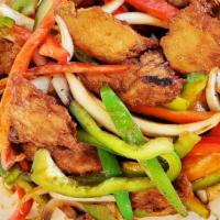 Amazing Saute · Chick less protein, yellow onions, red and green bell peppers saut?Ed in our homemade savory...