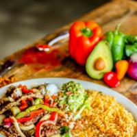 Fajitas Chiquitas · Gluten-free.  A new twist! Your choice of grilled steak or chicken with sliced red and white...