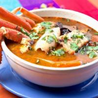 7 Mares Soup · Gluten-free. A combination of several seafood items; whitefish mixed in a scallops, mussels,...