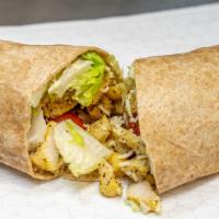 Caesar Salad Wrap · Your Classic Caesar Salad With a Twist Into a Wrap. Lemon Pepper Chicken, Romaine, Cherry To...