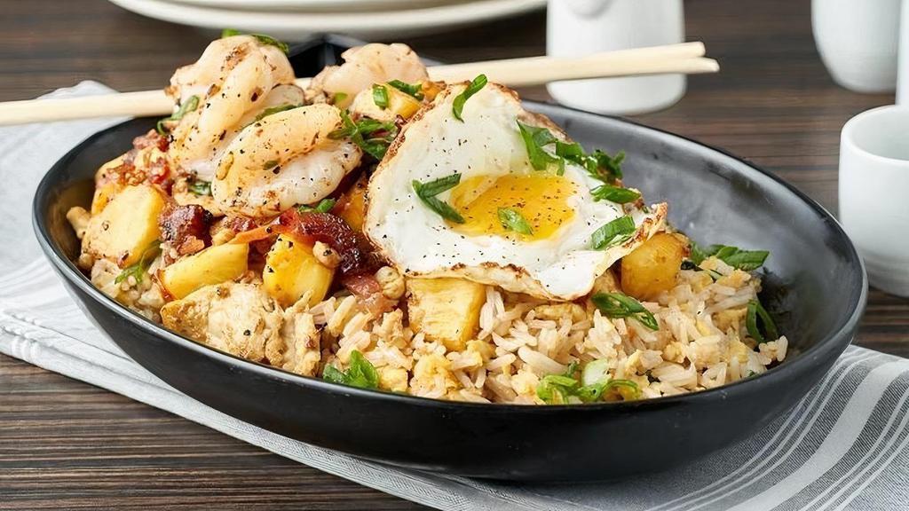 Louie'S Hangover Fried Rice... · chopped vegetables, pineapple, chicken, shrimp, candied bacon, sunny side up egg
