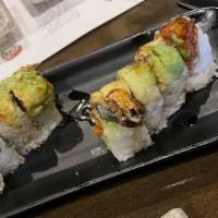 Red Dragon Roll · Chopped spicy tuna inside topped with baked eel and avocado. With eel sauce.