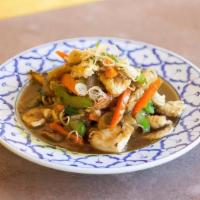 Pad Lemon Grass · Stir-fried carrot, onion, mushroom, ground lemongrass, and bell pepper with house special le...