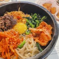 Bibimbap 비빕밥 · Choice of bulgogi beef, chicken, tofu.