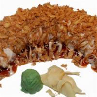Jalapeño Roll · Inside: shrimp tempura, mixed crab, avocado, cream cheese and jalapeño Outside: nori sheet, ...