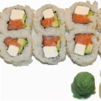 Philly Roll · Inside: smoke salmon, cream cheese and avocado Outside: nori sheet, sushi rice and sesame se...