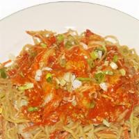 Fried Noodle With Garlic Shrimp · Shrimp, cabbage, carrot, garlic sauce, green onion