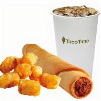 Combo #14 Crisp Burrito Mini Time Meal  · A Crisp Burrito, Small Tater-Fries™, and a small drink.