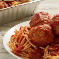 Spaghetti And Meatballs · Spagetti served with house made tomato sauce and 2 meat balls.
Add more meat balls for addit...