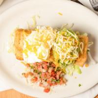 Chimichanga · A large flour tortilla filled with your choice of beans or meat, deep-fried golden brown and...