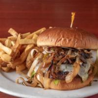 Owner’S Burger · Certified Angus beef burger lightly seasoned and topped with melted havarti cheese and serve...