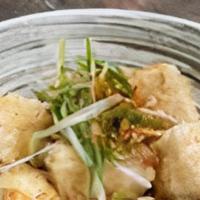 Agae Tofu · Lightly Batter Fried Tofu with Sweet Soy Sauce and Fresh Ginger