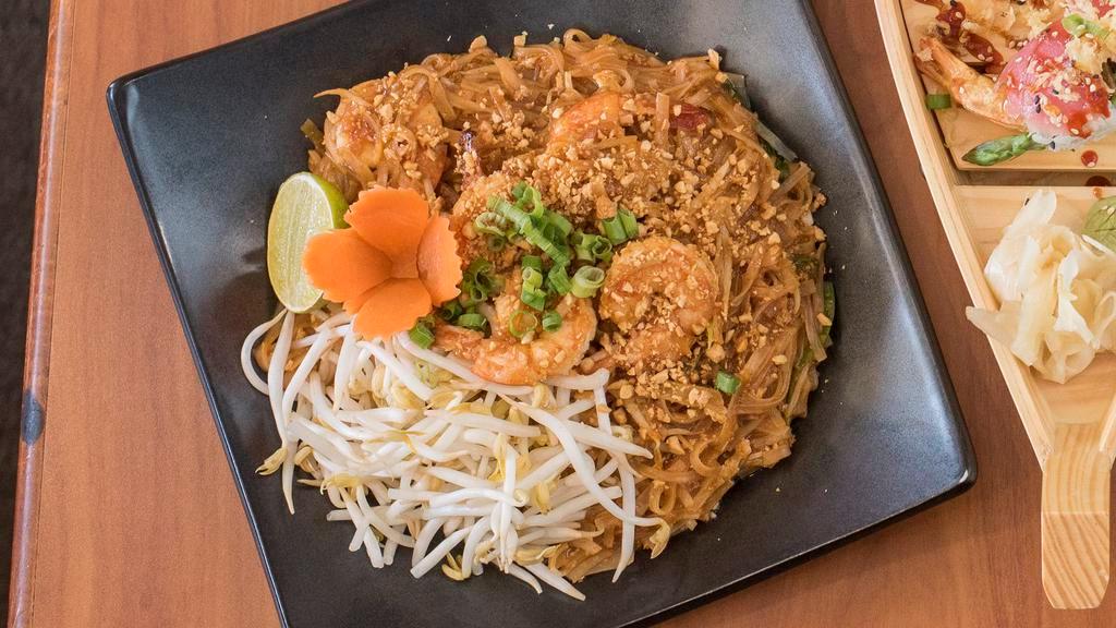 Pad Thai (No Rice) · What’s good. Stir fried rice noodles with egg, bean sprout, scallion in special tamarind sauce with ground peanut on the side.
