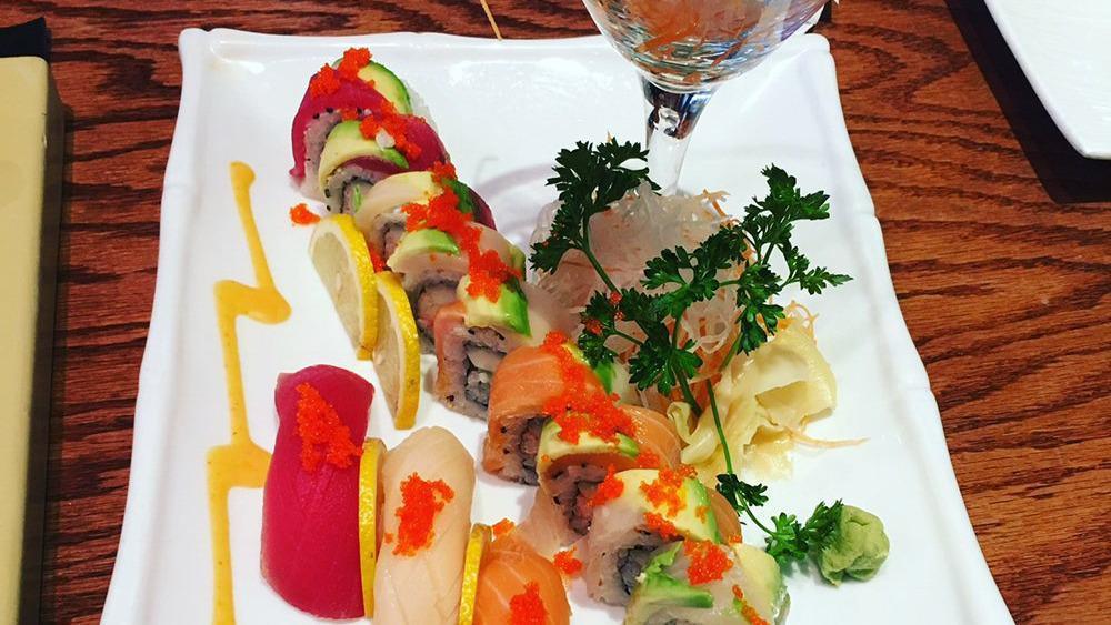 Lady'S Finger · One rainbow roll, five pieces sushi.