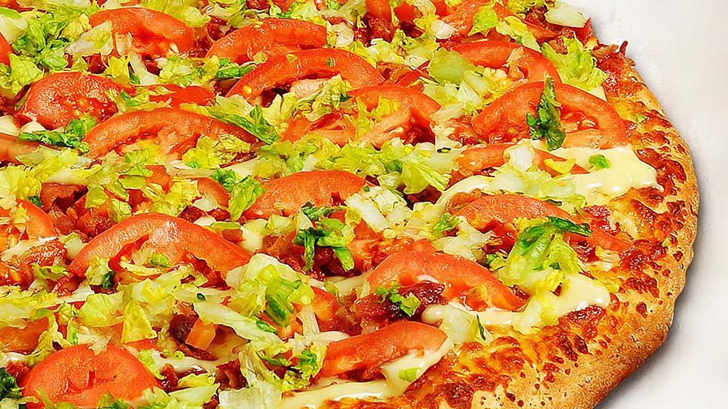 Large Blt Pizza · Bacon, lettuce, tomatoes, mayo, and mozzarella cheese.
