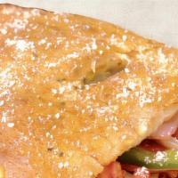 Build Your Own Calzone · Oven-baked fold-over topped with garlic butter and Parmesan cheese.