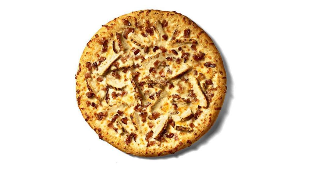 Chicken, Bacon & Ranch Pizza · Our Chicken, Bacon & Ranch Pizza starts with ranch dressing and is topped with grilled chicken, smoked bacon crumbles, and mozzarella cheese. Order pizza for delivery or pickup!